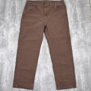 Dickies Work Pants Men's 38x32 Brown Canvas Work Dungaree Carpenter Regular Fit